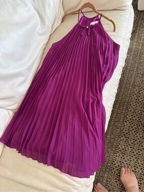 Ted Baker Fuchsia Pleated Mini Dress-knee length